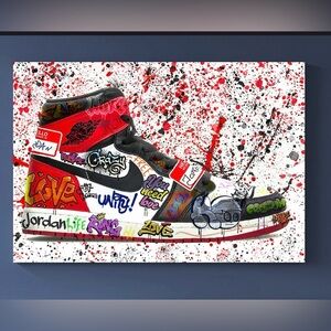 AIR JORDAN Graffiti High-Top Sneaker Canvas Print Poster 43x32